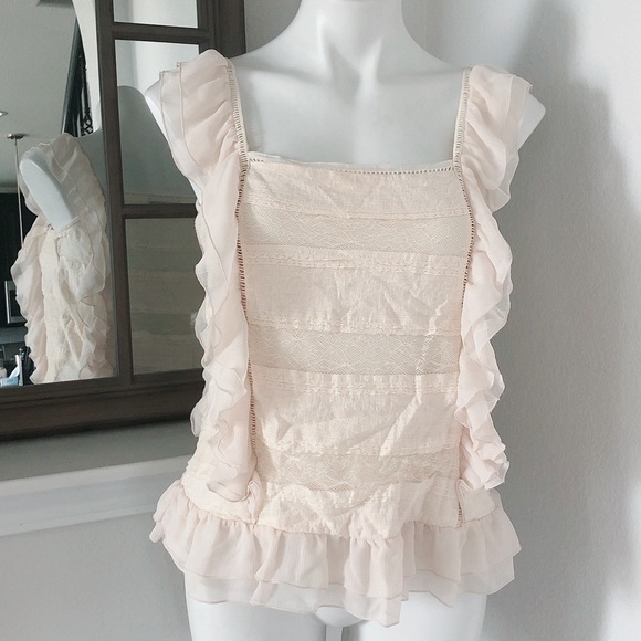 Romeo+Juliet Couture Ruffle Blouse in Cream Blush, Size M EXCELLENT! - Picture 8 of 8